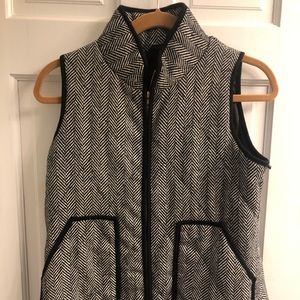 Black and white herringbone vest